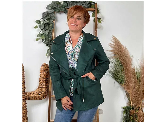 K078- Veste Suédine (T36-T40 T42) (vert sapin)