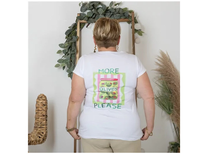 K176- T-Shirt "More Olives" (Tu) 🇮🇹 (blanc)