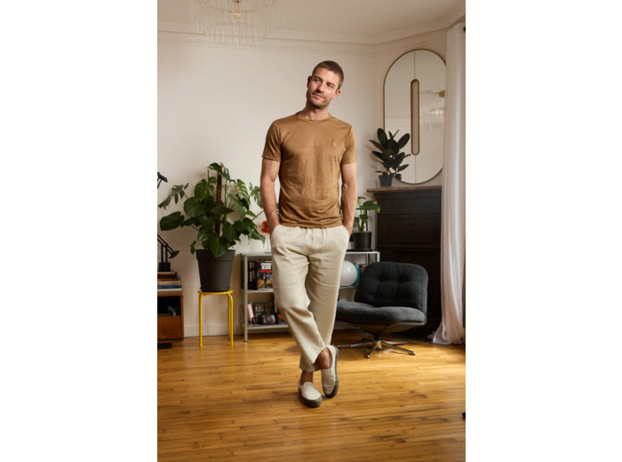 T shirt en lin homme - bronze