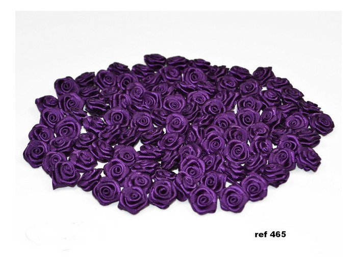 Sachet de 20 petites rose en satin 15 mm VIOLET 465