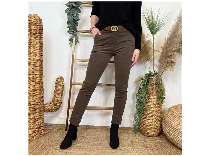 L804- Pantalon en velour (T36-T44) (marron)