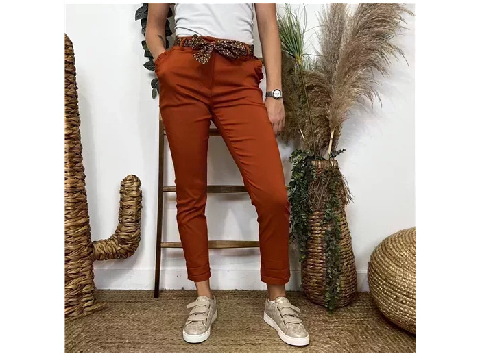 L805- Chino Ceinture Stretch (T36-T44) (rouille)