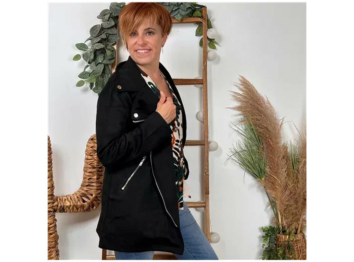 K078- Veste Suédine (T36-T40 T42) (noir)
