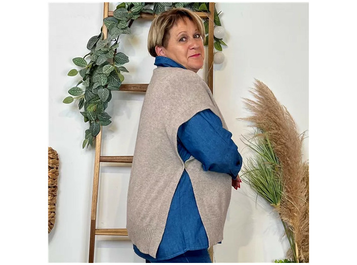K122- Pull sans manches (Tu) (beige)