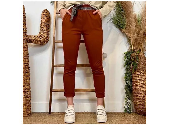 L749- Pantalon Stretch (T36-T50) 🇮🇹 (rouille)