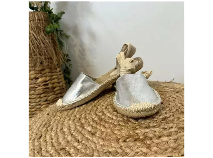 R501- Espadrille à nouer (T35-T41) (argenté)