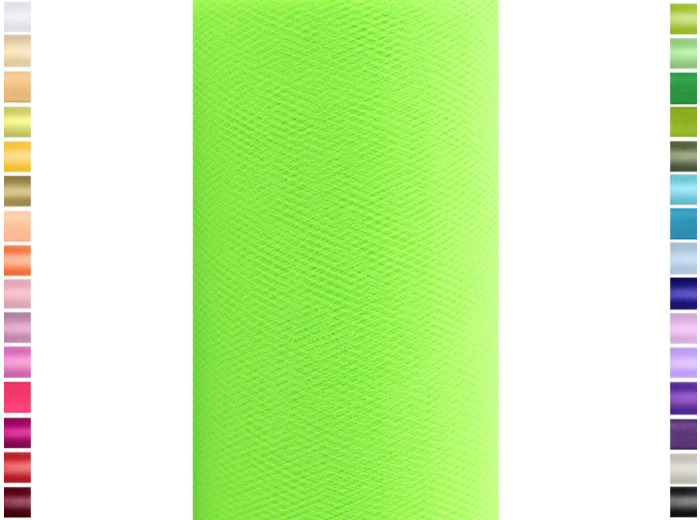 Tulle fin et souple colori vert de 15 cm de large et 9 m de long vendu en rouleau