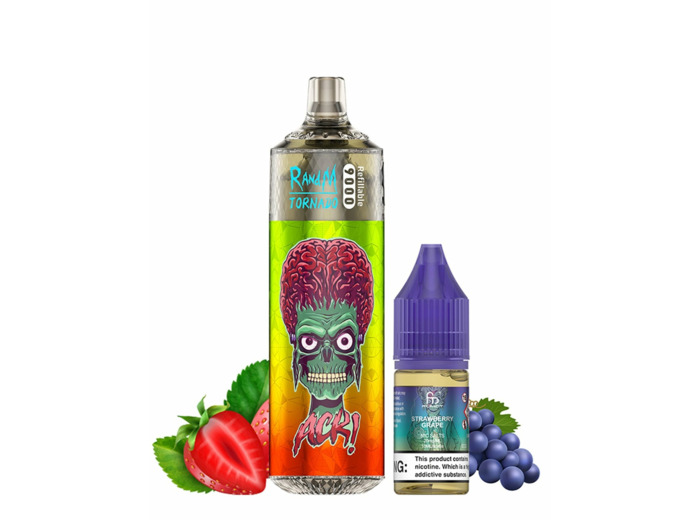 Puff 9k RandM Tornado rechargeable - Strawberry Grape