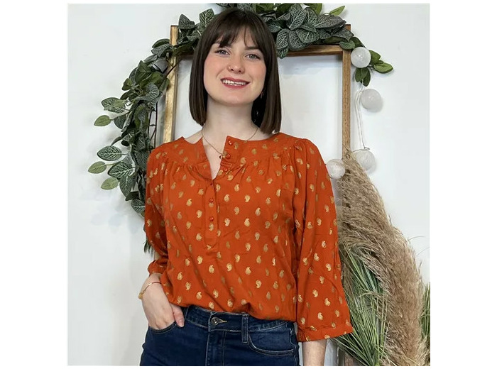 K526- Blouse "Coline" (T36-T44) (rouille)