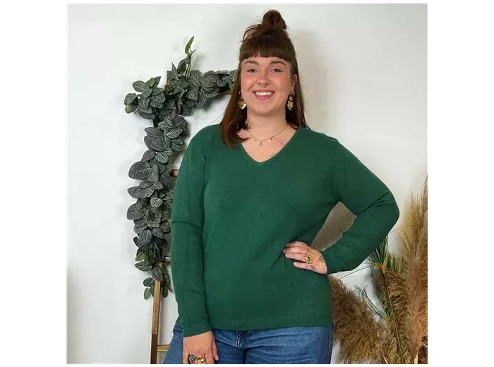 Y259- Pull Laine Cachemire "Tricotonic" (les T34&48) (vert sapin)