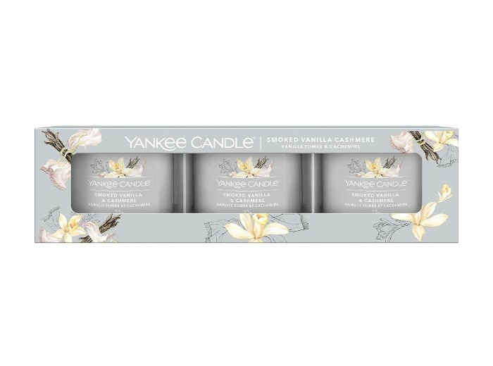 LOT DE 3 VOTIVES EN VERRE - VANILLE FUMEE ET CACHEMIRE