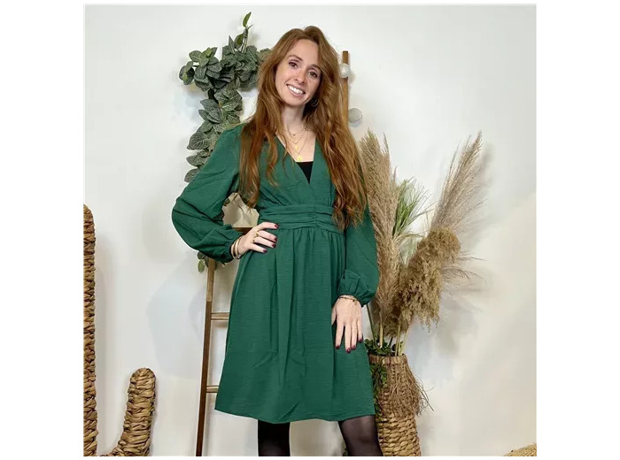 k795- Robe Maëlle unie (T36-T40) (vert brésil)