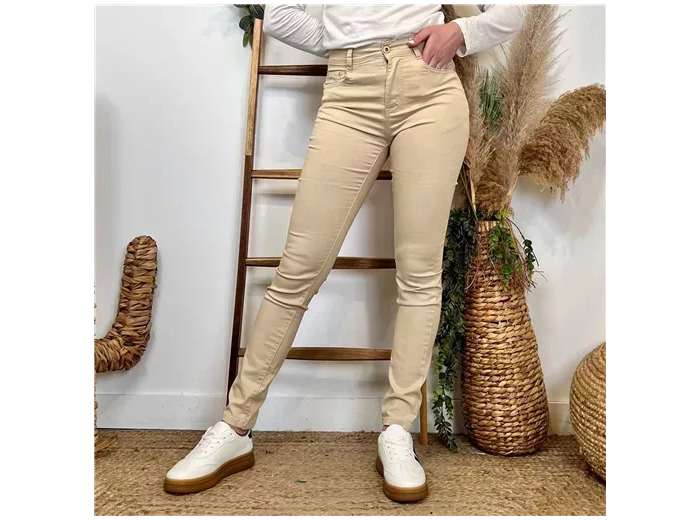 N275- Jean coupe Slim Voggo (T36-T44) (beige)