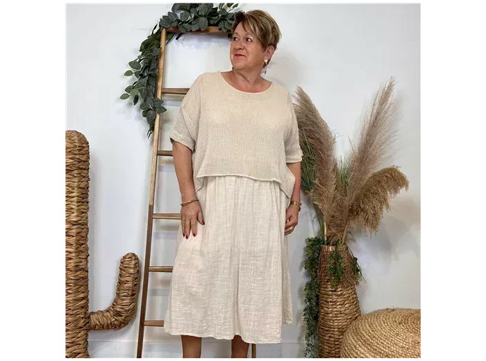 K146- Robe Crop-Top (Tu) (beige)