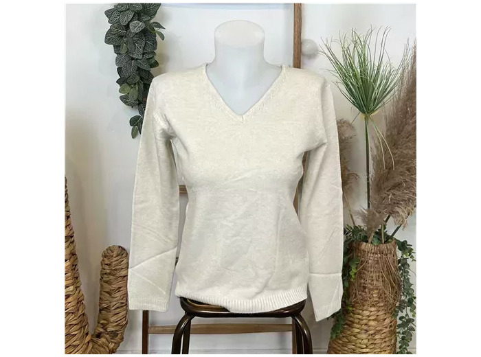 Y249-Tricotonic Col V les T38 & 42 (beige)