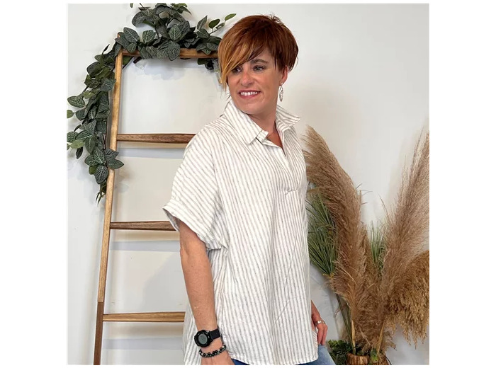 K218- Blouse Rayée (Tu) 🇮🇹 (kaki)