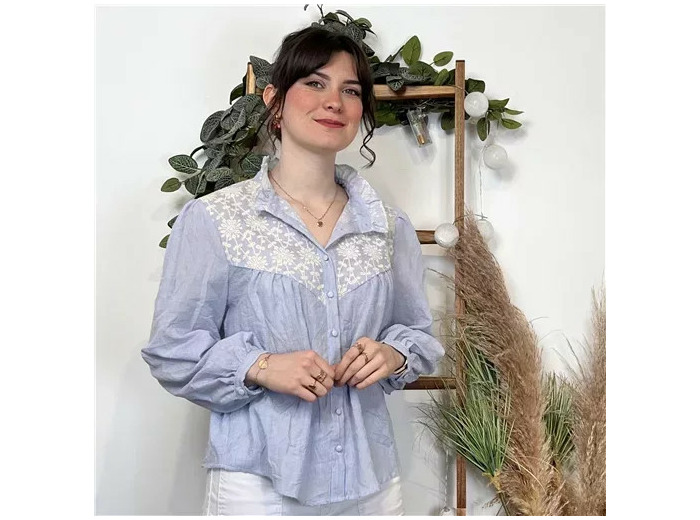 K553- Blouse « Version Féminin » (T36-T40) (bleu ciel)