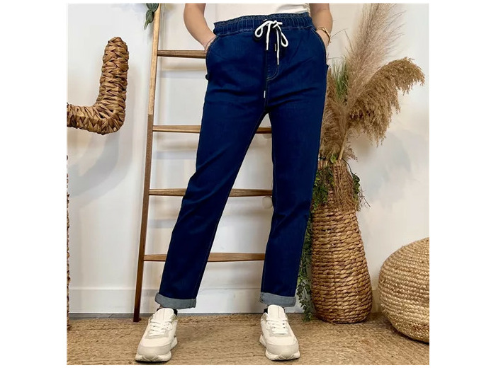 M949- Jean taille élastiquée Mom Voggo (T36-T44) (denim)