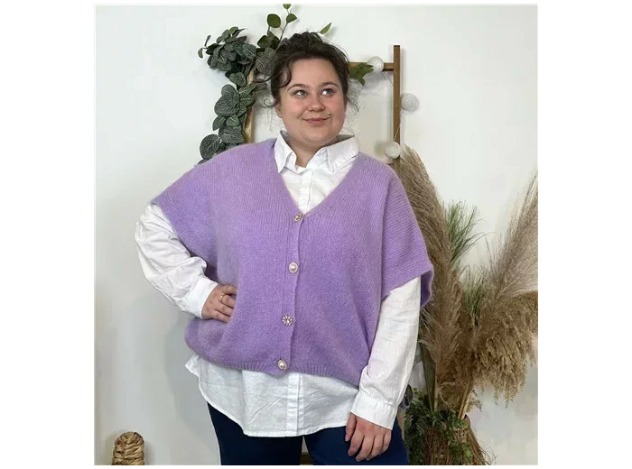 Z143- Gilet boutons fantaisies (Gu) (violet)