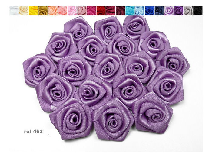 Sachet de 10 roses satin de 3 cm de diametre mauve 463