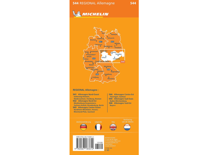 CARTE REGIONALE ALLEMAGNE CENTRE-EST