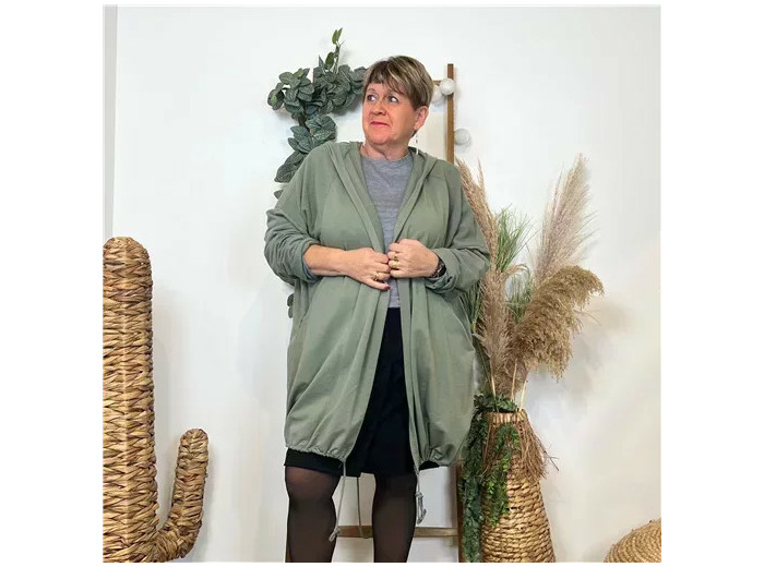 K837- Veste longue en coton (Gt) 🇮🇹 (kaki)