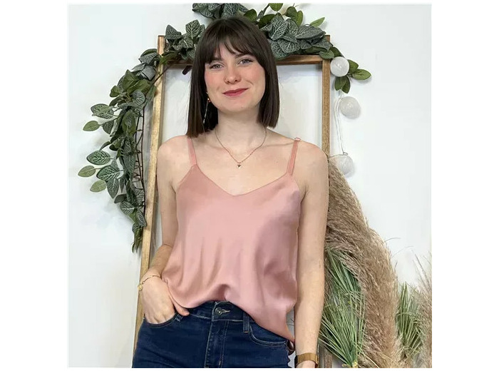 K292- Top Soyeux uni (Tu) 🇮🇹 (rose poudré)