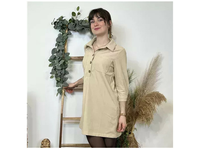 K563- Robe Ycoo Velours (T34-T40) (beige)