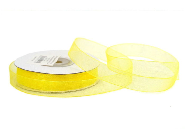 Ruban organza 12 mm de large bobine de 25 metres de long jaune