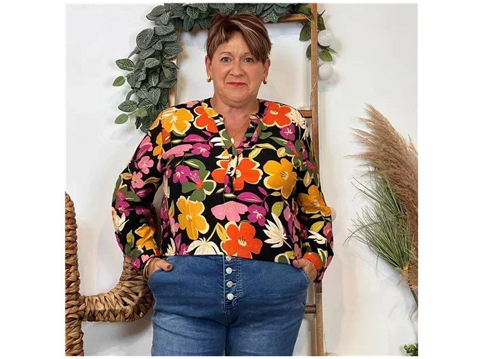 Z101- Blouse « Christy "Seventies" (T44-T52) (noir)