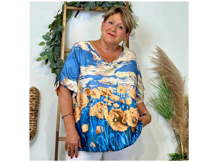 Z146- Tunique Paysage C'Mélodie 🇮🇹 (bleu indigo)