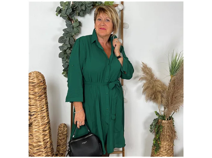M353- Christy Robe unie (T44-T52) (vert sapin)