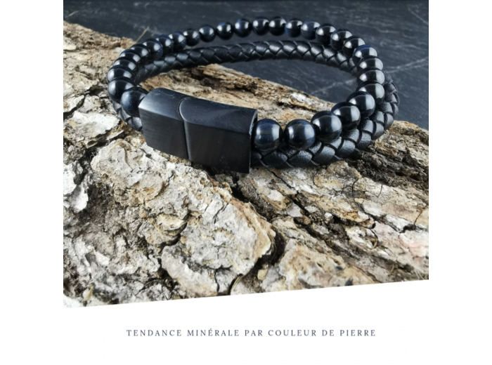 Bracelet Homme Cuir Double Oeil de Faucon