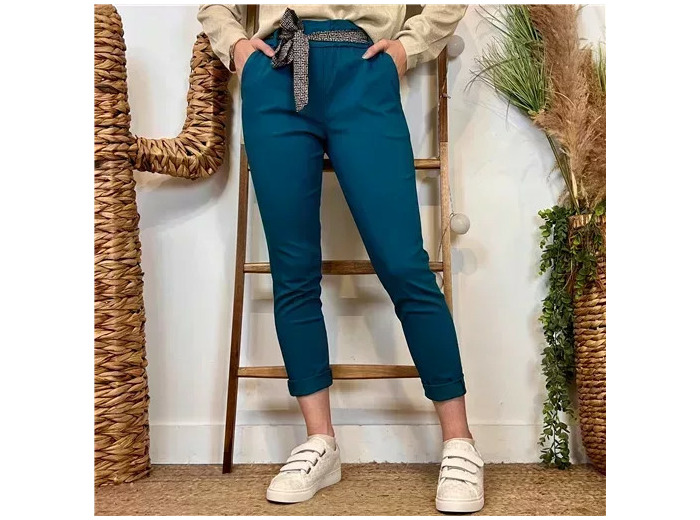 L749- Pantalon Stretch (T36-T50) 🇮🇹 (bleu canard)