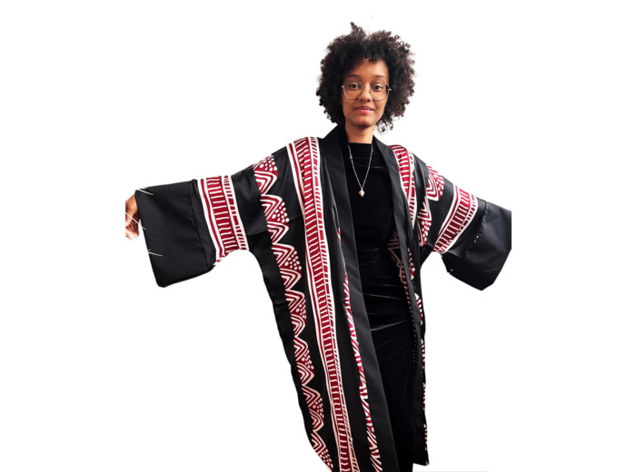 KIMONO EN SOIE LONG POUR FEMME