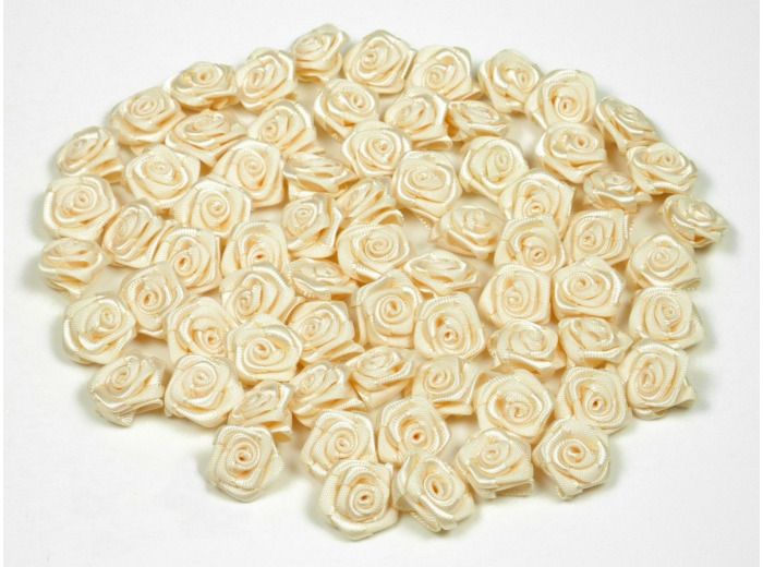 Sachet de 20 petites rose en satin 15 mm CHAMPAGNE 815