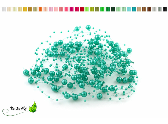 Lot de 5 guirlandes de perles de 1,30m de long chacune turquoise