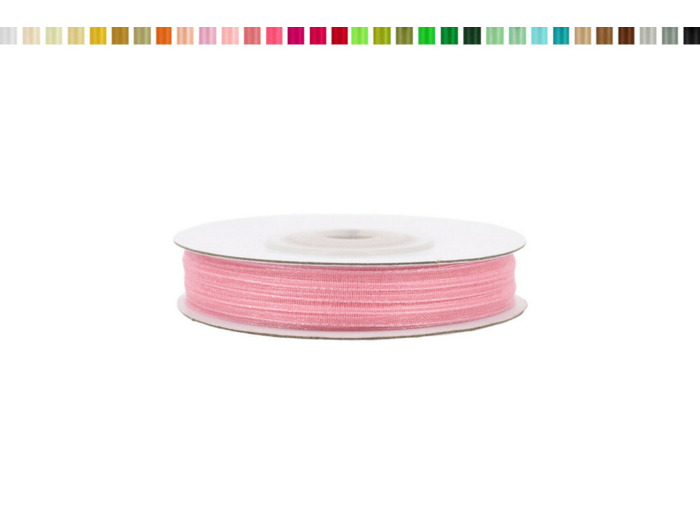 Ruban organza 3mm de large bobine de 50 metres de long vieux rose