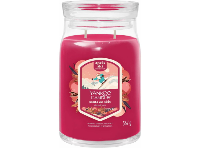 Yankee Candle grande jarre signature père noël a skis. Collection d'hiver 2025 –  avec durée de combustion jusqu'à 90 heures