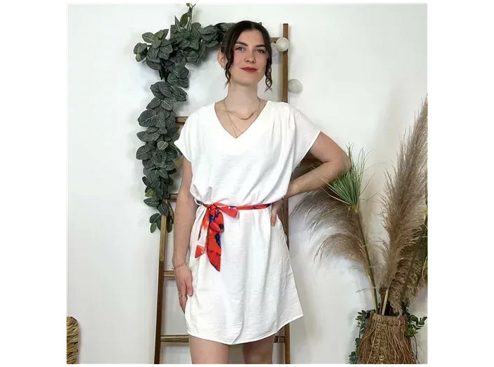 K991- Robe unie Maëlle (T36-T40) (blanc)