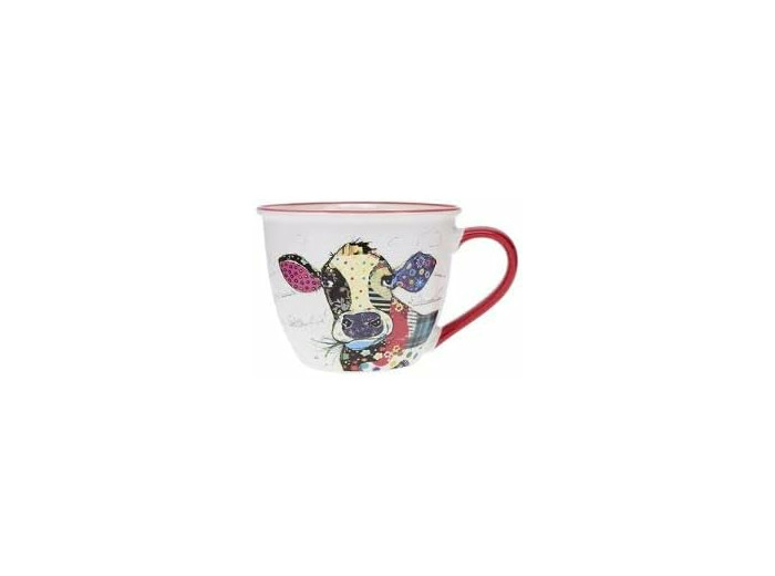 KIUB Bol timbale avec une anse - Motif vache - matière porcelaine fine - contenance 550ML