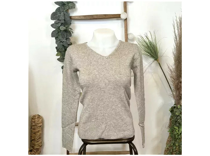 Y248- Pull Laine Cachemire "Tricotonic" (les T36&40) (taupe)