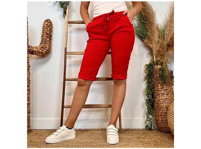 L729- Bermuda Coton Stretch (Tu) (rouge)