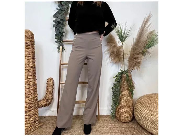 L801- Pantalon à Pont Flare (T36-T46) (taupe)