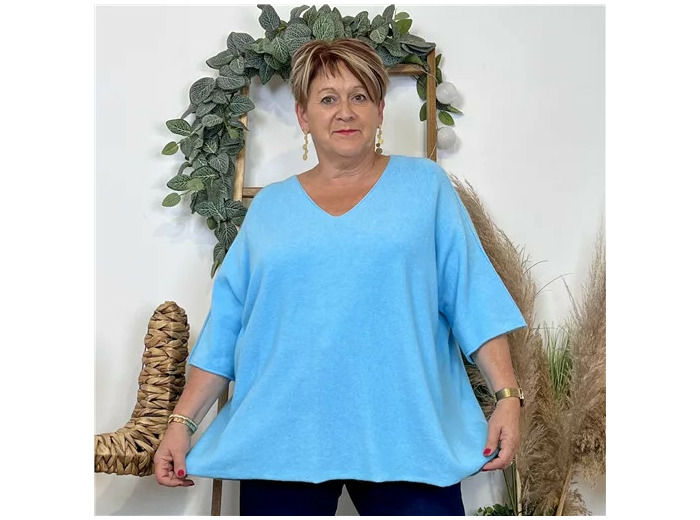Z125- Pull loose Crop-Top (Gt) 🇮🇹 (bleu turquoise)