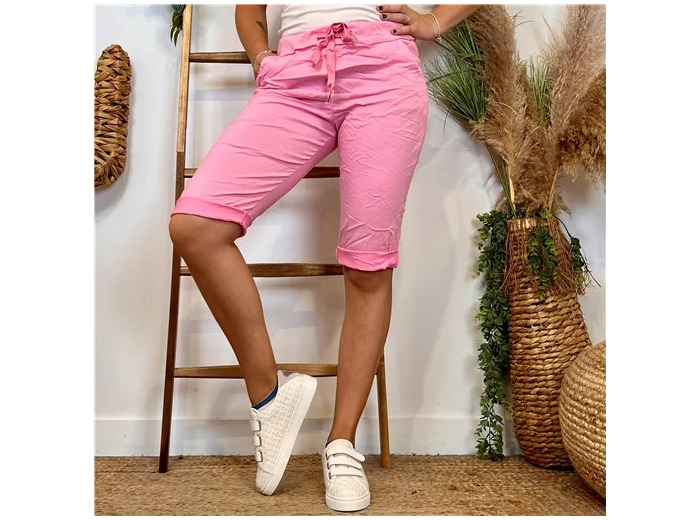 L729- Bermuda Coton Stretch (Tu) (rose bébé)