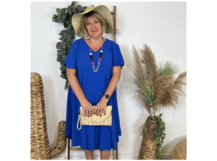 N353- Robe fluide à petit prix (GT) (bleu royal)