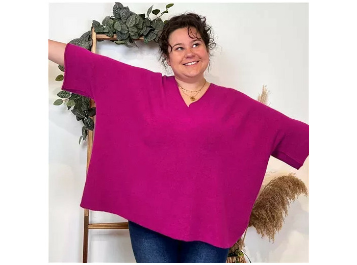 K361- Pull loose Crop-Top (Gt) 🇮🇹 (framboise)