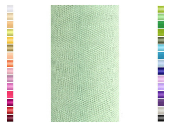 Tulle fin et souple colori Mint de 15 cm de large et 9 m de long vendu en rouleau