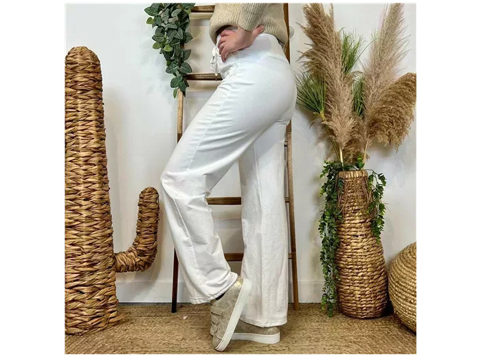 L758- Jogg Flare 2 poches plaquées (T36-T42) (blanc)